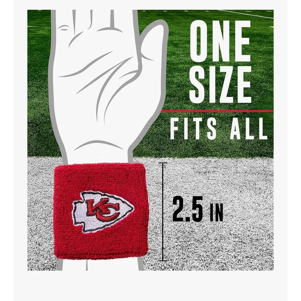 Brand New Kansas City Chiefs Wristbands Sweatbands Red NFL OSFM